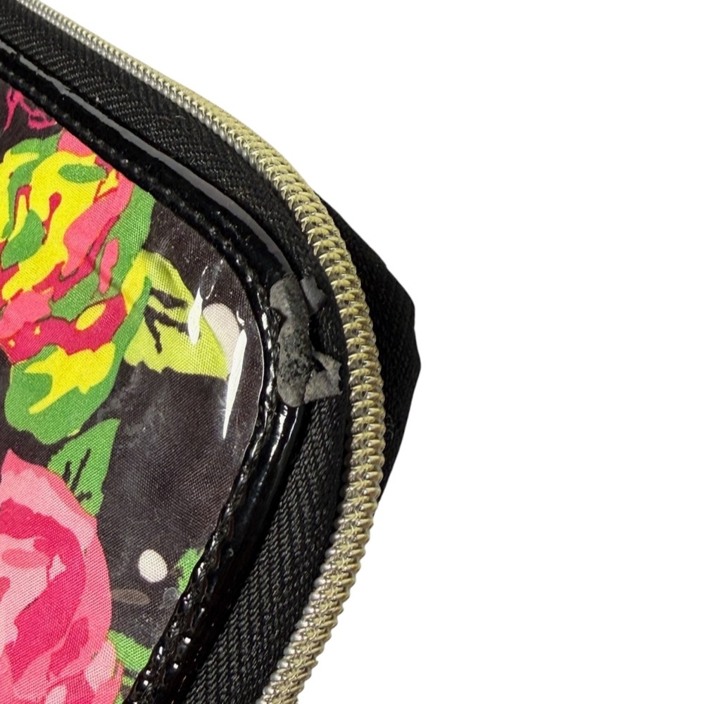 Betsey Johnson Zip Around Accordion Wallet Black Floral Polka Dot Kitschy Vinyl - Picture 6 of 12